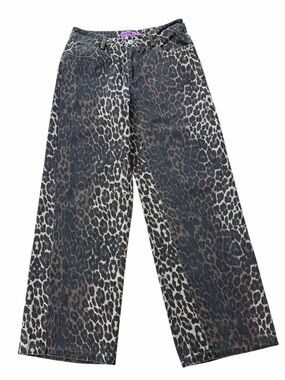 Edikted Leopard Print Wide-Leg Denim Pants